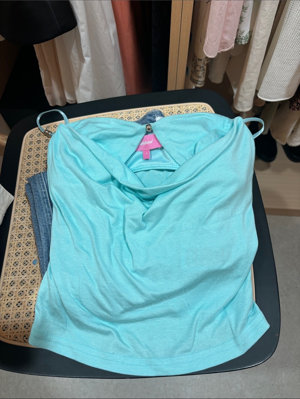 Edikted Aqua Cowl Neck Spaghetti Strap Camisole